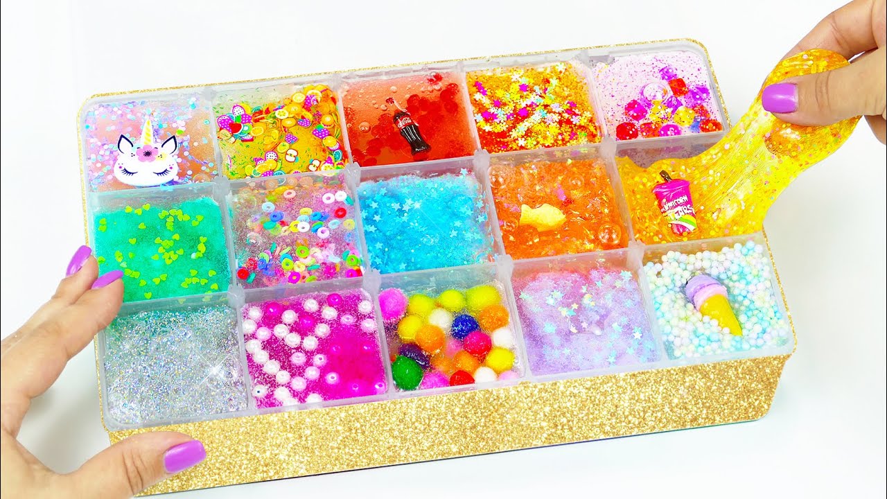 To Much Clear Coloring Slimes 15 pieces ! SATISFYING SLIME ASMR YouTube