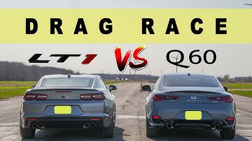 2022 Inifniti Q60 RedSport vs 2022 Chevrolet Camaro LT1, close but not close. Drag and Roll Race.