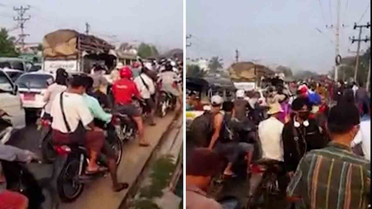 Myanmar news: Gridlocked roads as thousands try to leave Yangon after martial law imposed