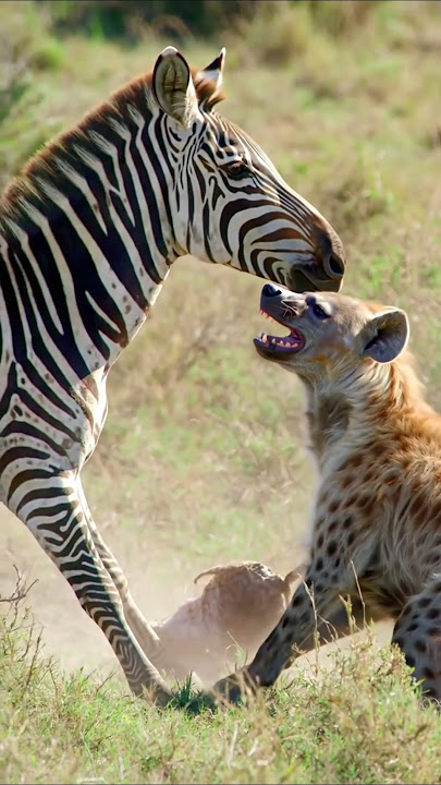 Zebra counter attacked Hyena 🐕‍🦺🦓#shorts #wildlife #animals