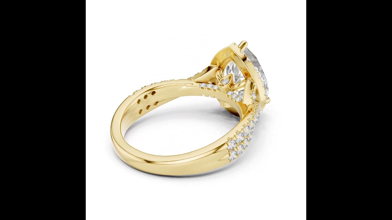 Pear Cut Twisted Pave Diamond Wedding Ring
