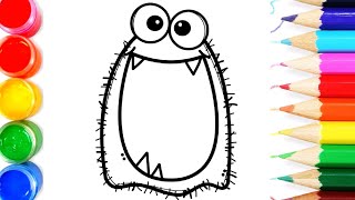 How to draw a cute monster.  Coloring book for children.  Draw a monster easily.