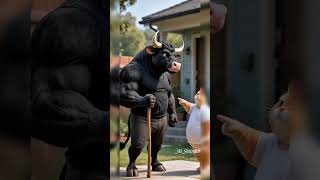 Kung Fu Cat And Black Cow Fight Funny Moment