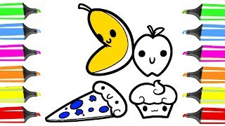 Fruits And Cake Coloring Pages | How to Draw Fruits And Cake screenshot 4