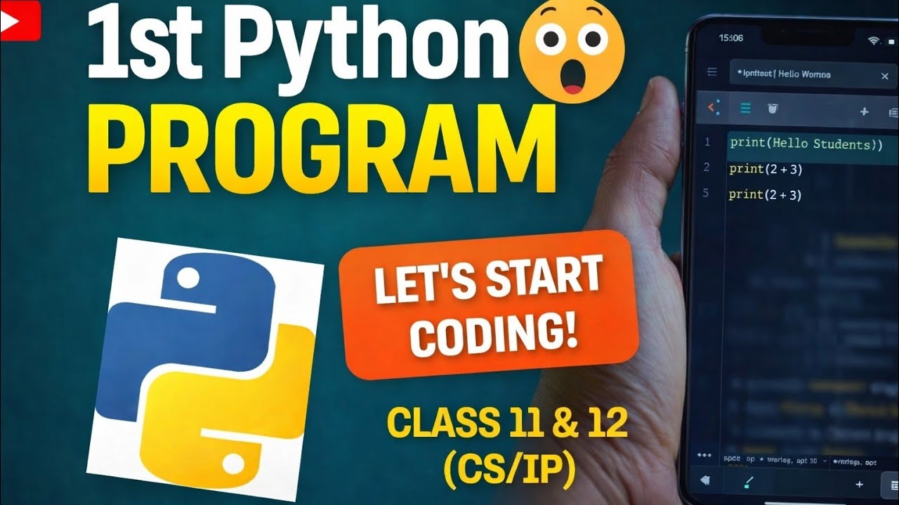 👉 Start Coding in Python on Mobile 🔥 | First Program in Pydroid class ...