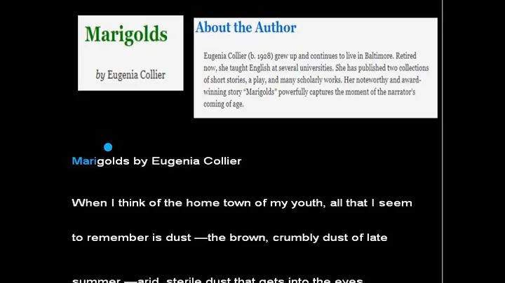 Marigolds by Eugenia Collier w/ Read-Along Text - ...