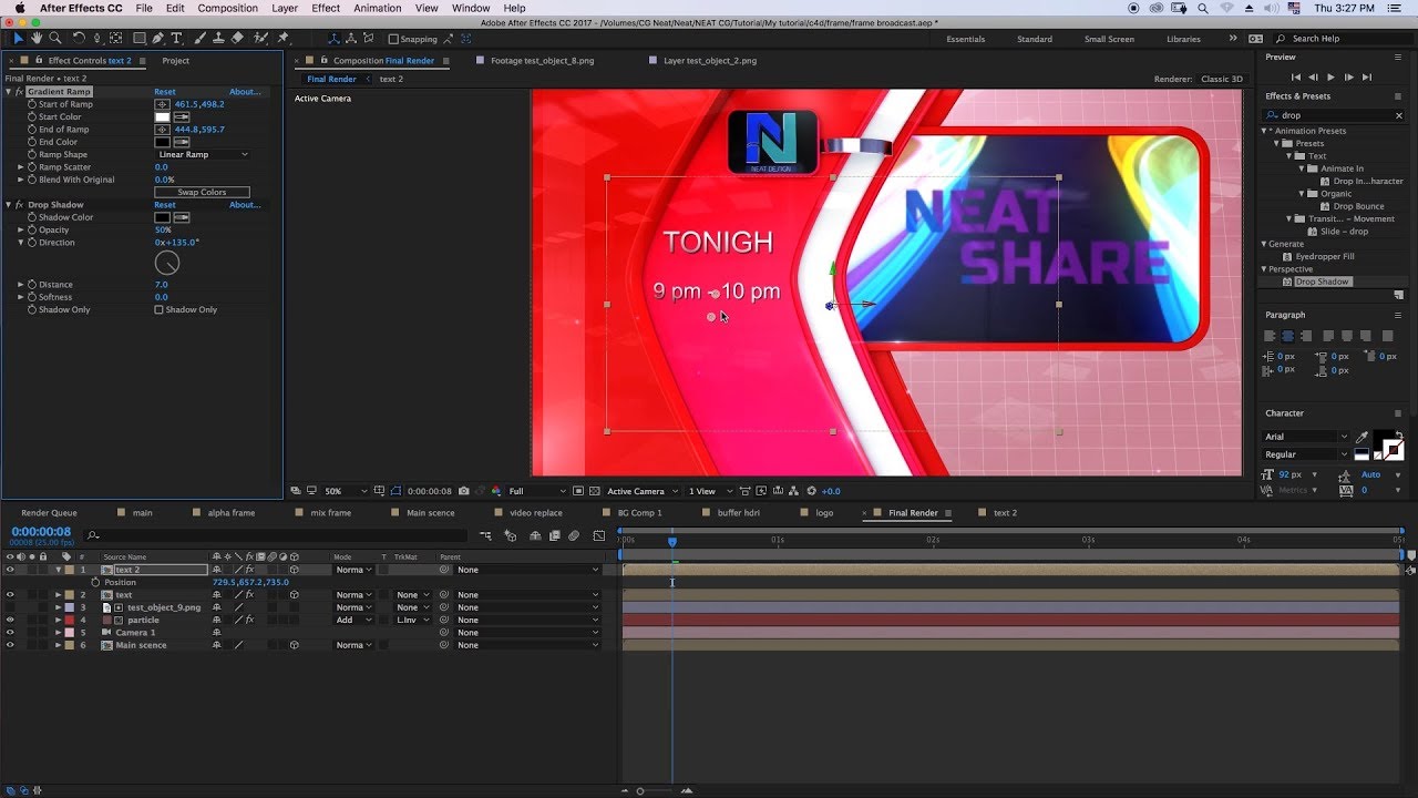Broadcast design frame Cinema 4d part III