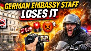 GERMAN EMBASSY STAFF LOSES IT Over FILMING In London! 🇩🇪📹😡🏍️🚨