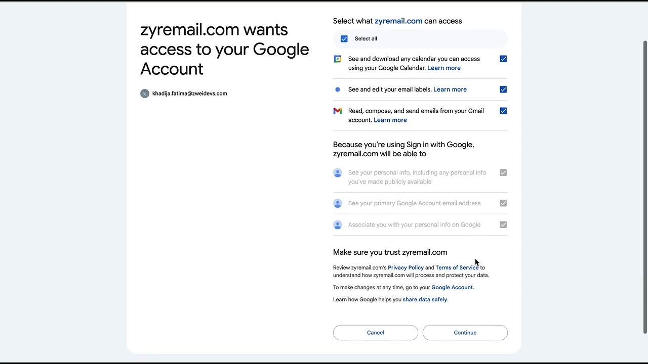 Zyre AI Email Assistant – OAuth App Verification Demo