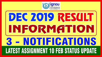 Dec 2019 Results information & 3 Notifications | Assignment Submission Status UPDATE By STUDY ZONE