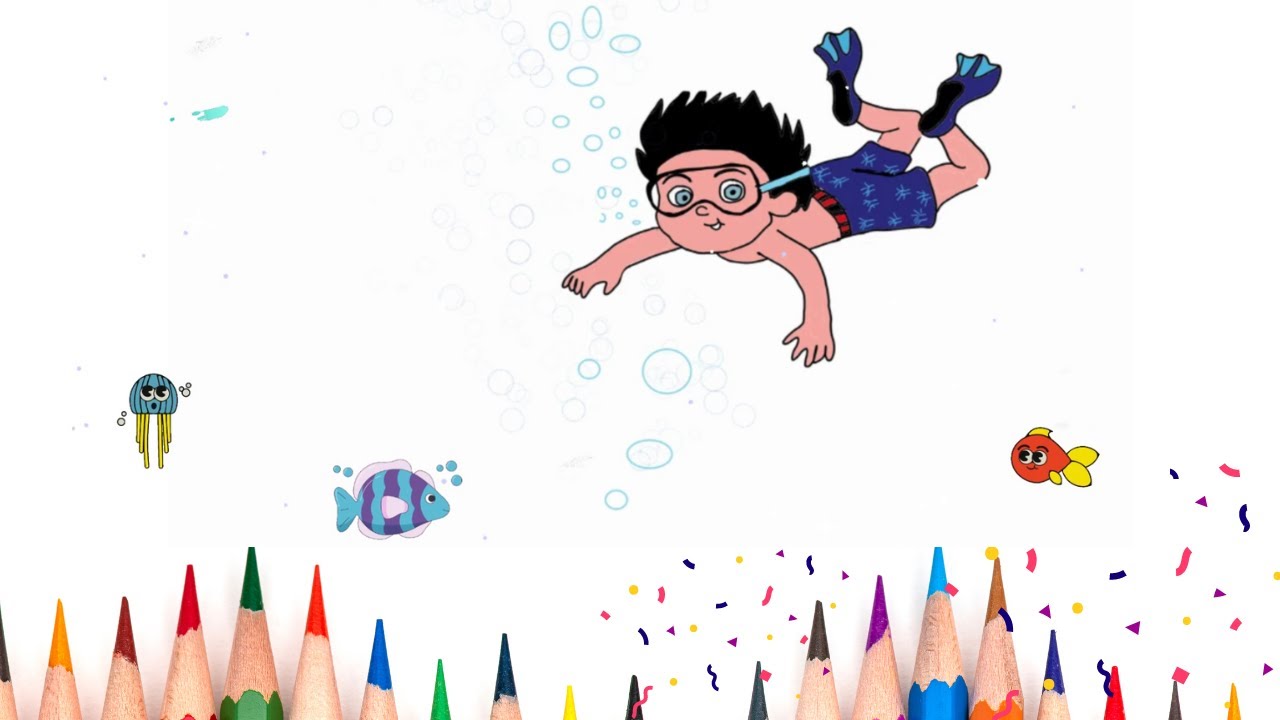 How to Draw A Swimming Boy | Boy Drawing
