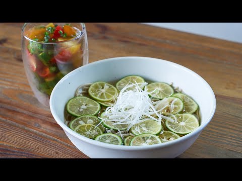 夏ほぼ毎日これ食ってます。インスタント麺並に簡単なので【すだち蕎麦&夏野菜ジュレ】