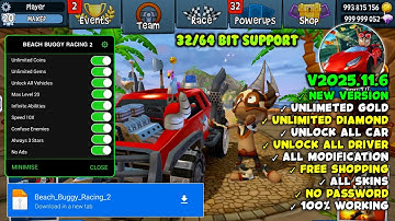 Beach Buggy Racing 2 MOD MENU v2025.11.06 | MOD APK | Unlimited Money Gold Gem | Unlock All Cars