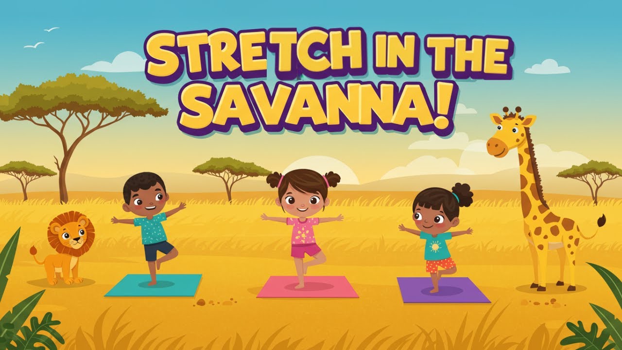 🦁 Savanna Yoga for Kids | Stretch, Breathe & Move with Wild Animals! | Move with Mia