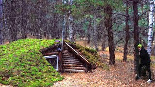 We built a dugout on 2 floors in the forest . Preparing for winter