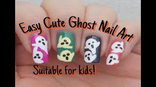 Easy Cute Ghost Nail Art | Beginners Nail Design | Stephyclaws