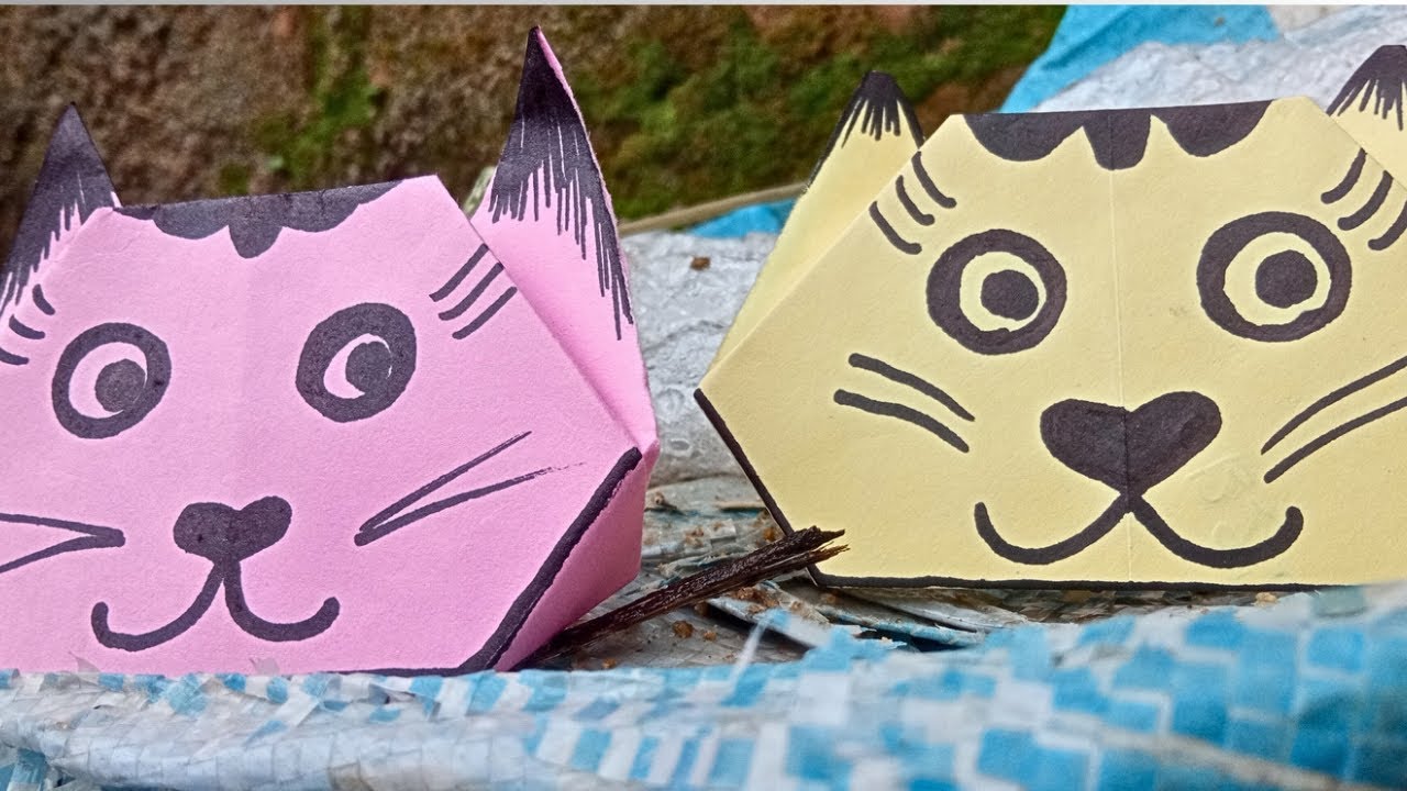 How to make a cat face Origami Cat Face DIY Paper Crafts YouTube
