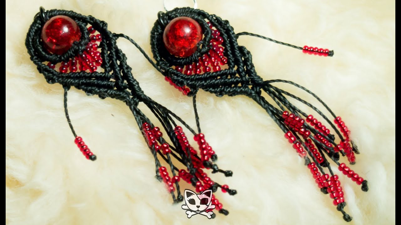 peacock earrings - micro macrame tutorial