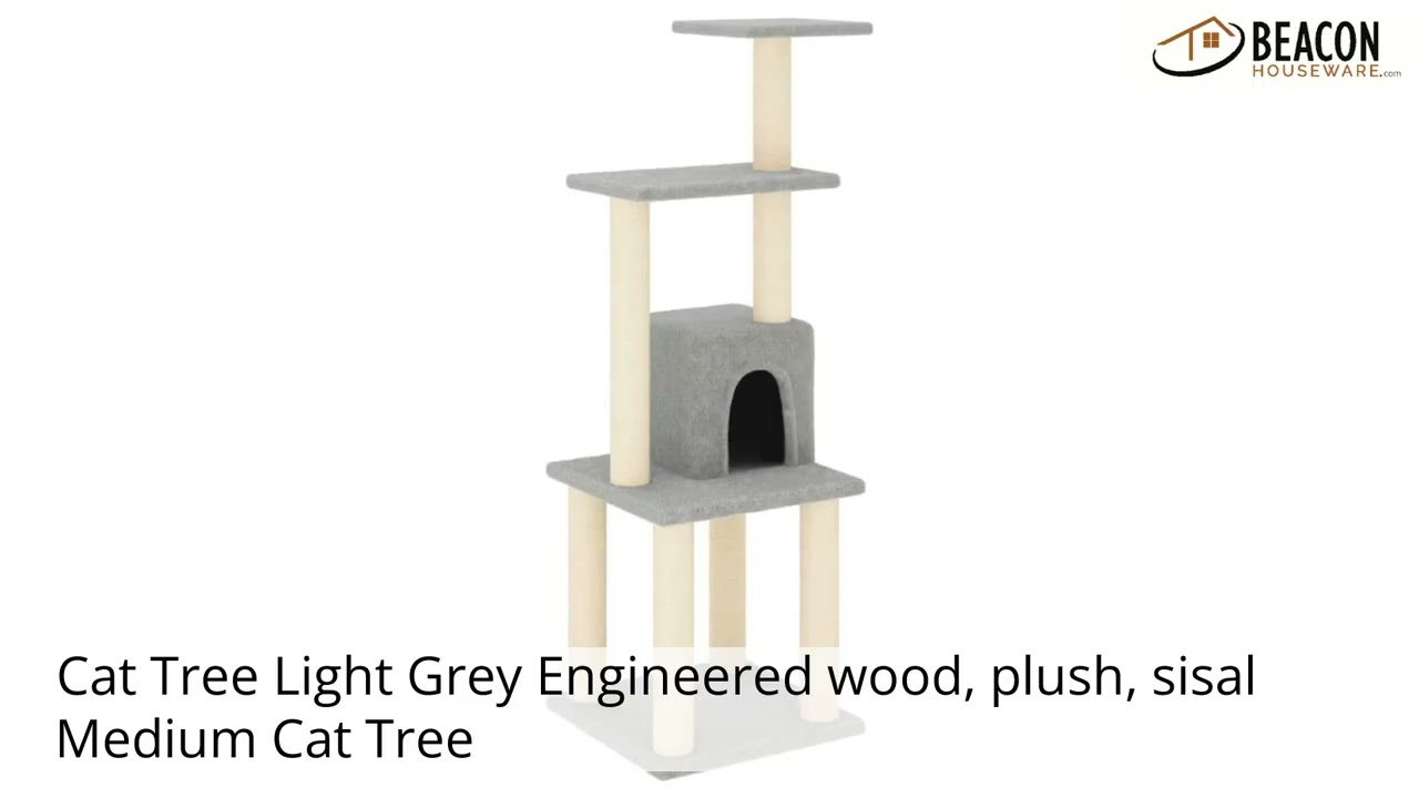 Cat Tree Light Grey Engineered wood plush sisal Medium Cat Tree