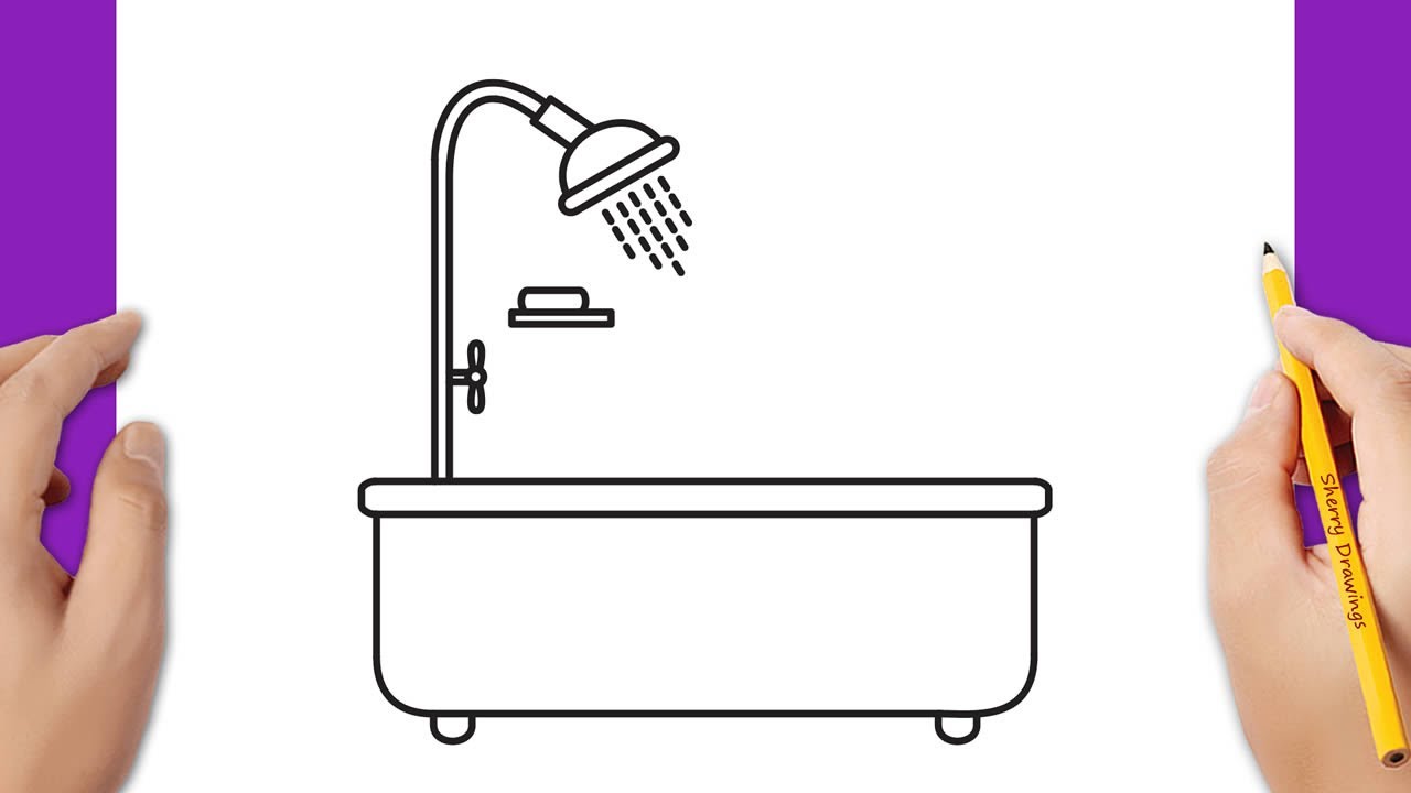 How To Draw A Bathtub Step By Step Easy
