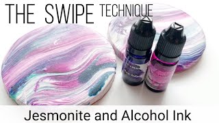 Alcohol Ink on Jesmonite the swipe technique