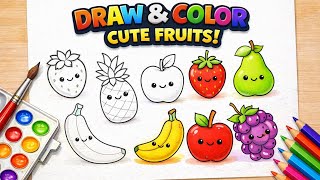 How To Draw Cute Fruit Drawing ✏️ , Painting 🎨 and Coloring 🖌 for kids  screenshot 5