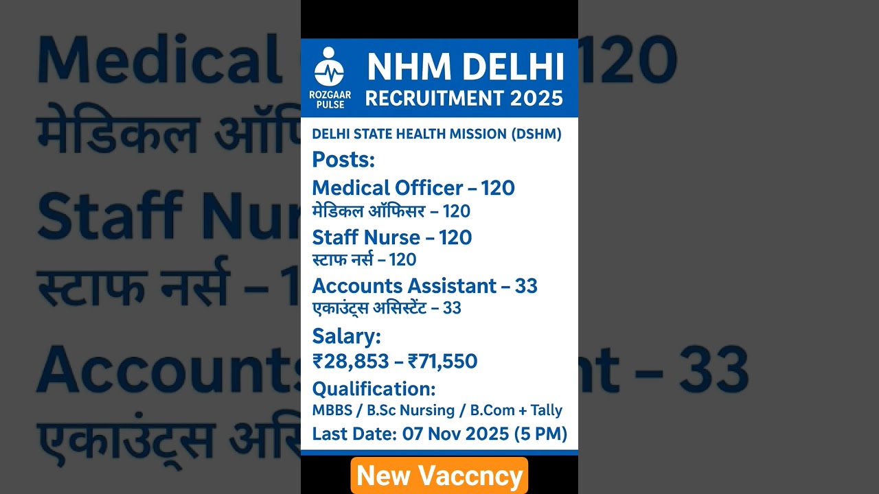 🩺 NHM Delhi Recruitment | 