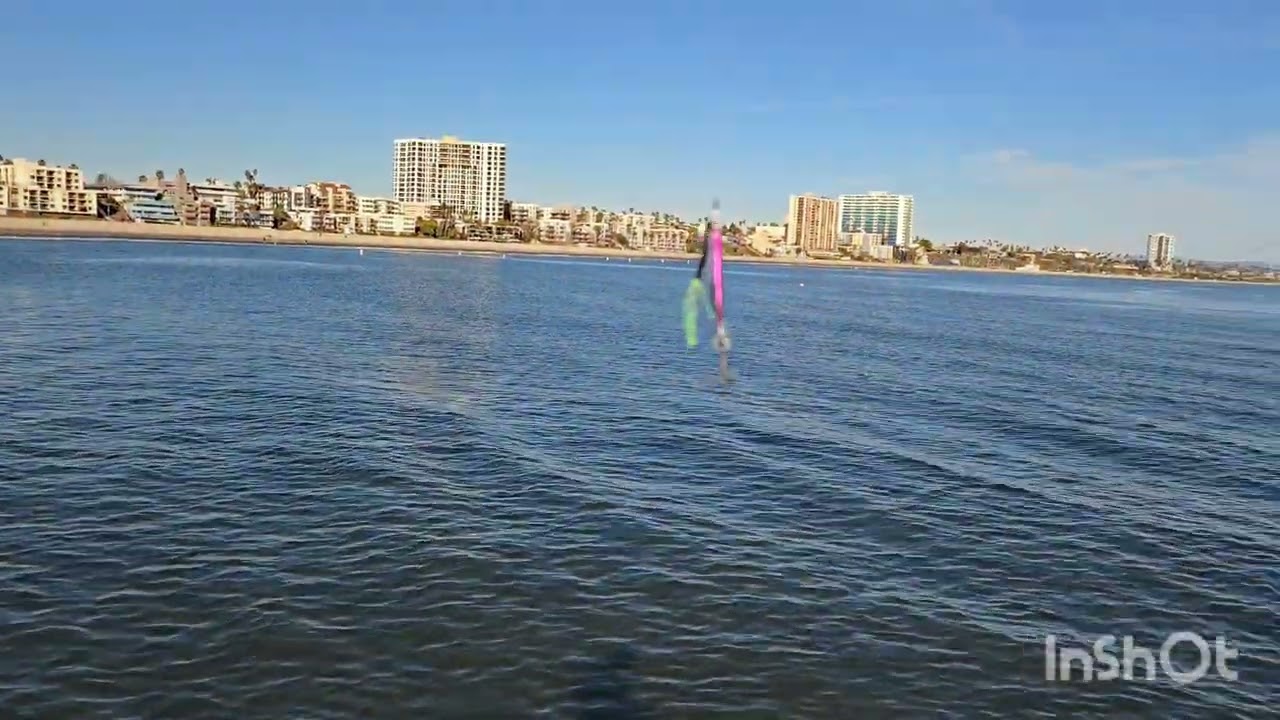 Isinwheel V10 Eskateboard fishing Alamitos beach rock,Area near Long Beach California