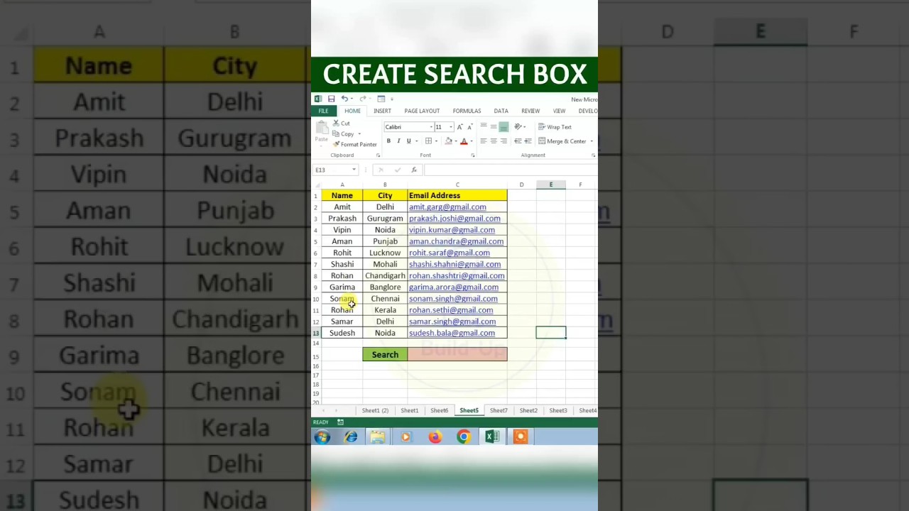 💚Search box in excel💙