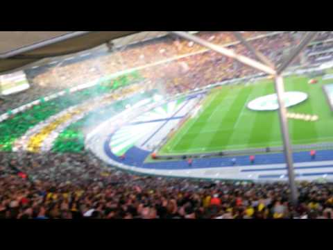 Pokalfinale!Choreo Wolfsburg /Pyro Dortmund. 1/4