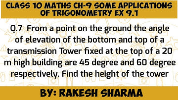From a point on the ground the angle of elevation of the bottom and top of a transmission Tower fixe