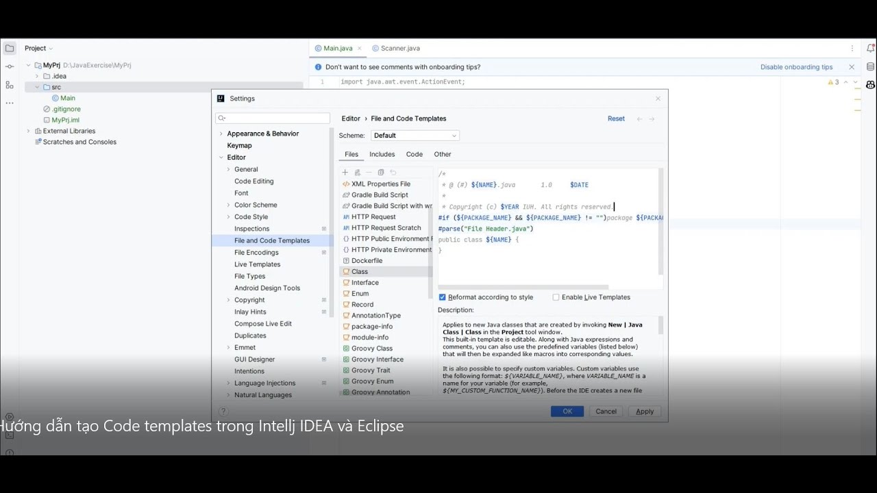 Hướng dẫn tạo Code templates trong Intellj IDEA và Eclipse - YouTube