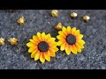 sunflower earrings polymer clay tutorial FIMO|DIY jewelry