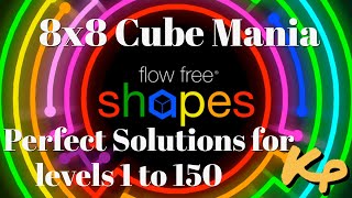 Flow Free Shapes - 8x8 Cube Mania Pack - All Perfect Solutions for levels 1 to 150 screenshot 4