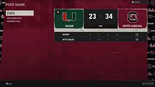 USDA CFB 26 S12: Week 2  - South Carolina vs Miami