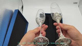 Aomi Wedding Champagne Flutes Toasting Gles, Silver 7Oz Toasting Flute B0Dy8Cfpfh