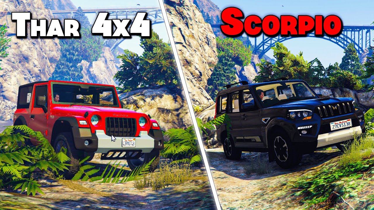 GTA 5: New Mahindra Thar 2023 Vs Scorpio S11 Classic🔥 Unbelievable Shocking Results! GTA 5 MODS!