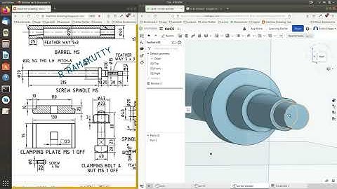 Onshape CAD 3D Tutorial | Lathe Tailstock - Part3 (barrel, screw spindle) | Threading | Amirul Dev