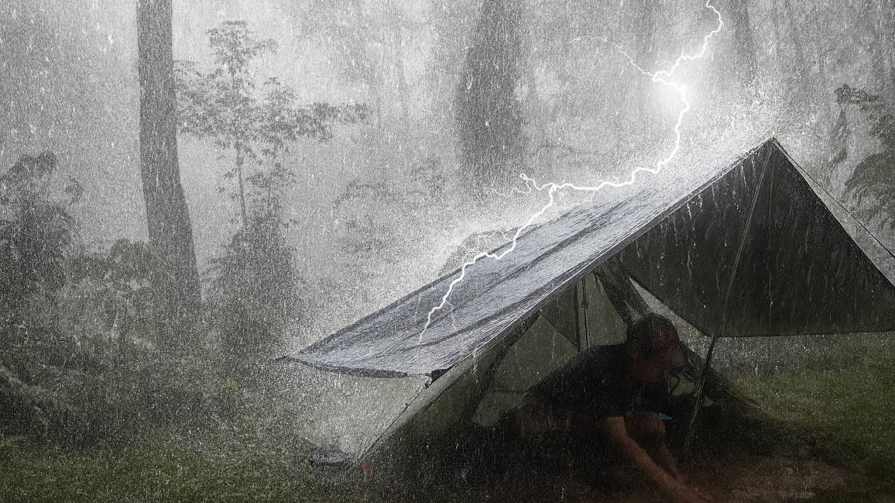 Lightning Hit Near My Tent! Solo Camping During a Wild Storm - YouTube