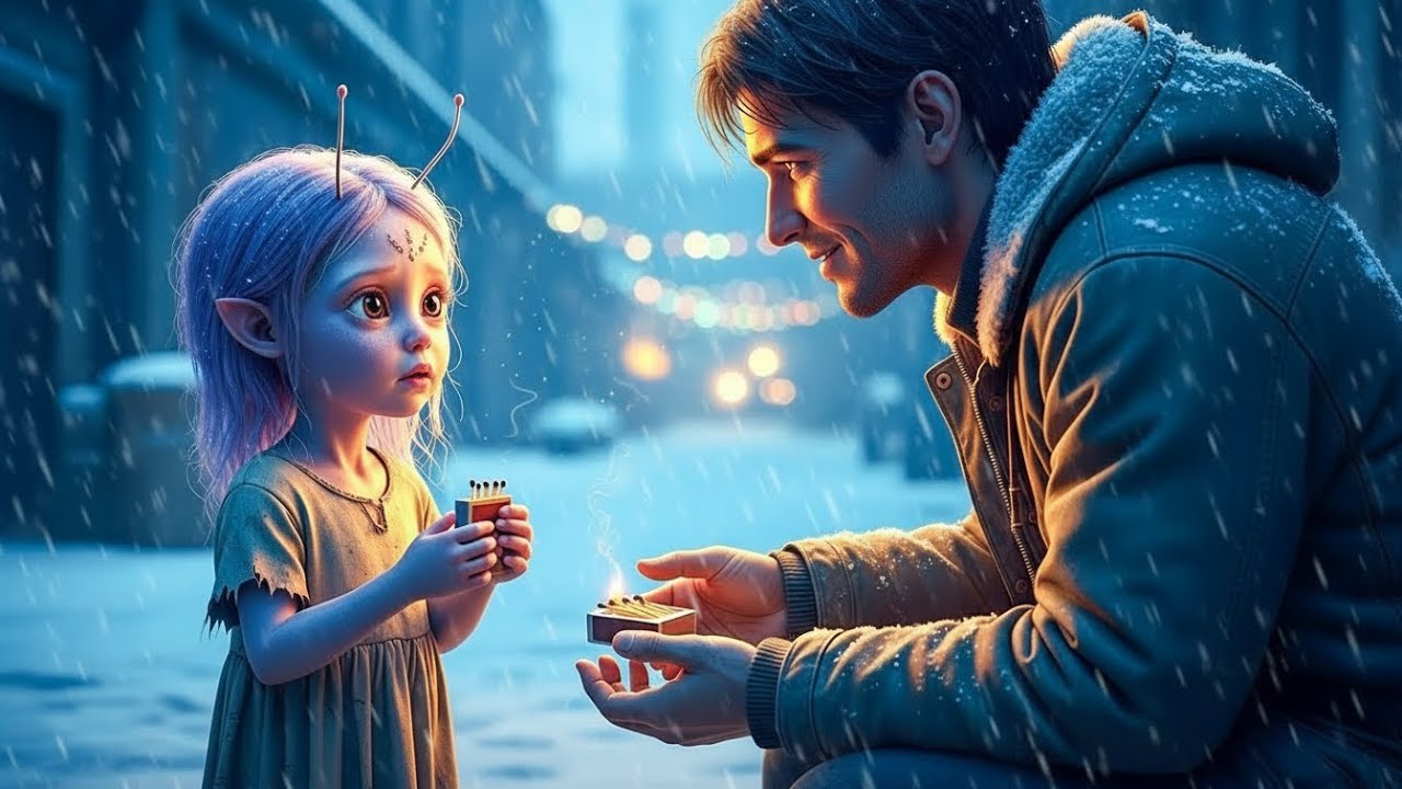 Инопланетная девочка продавала спички на снегу — пока одинокий отец-человек не забрал её домой на