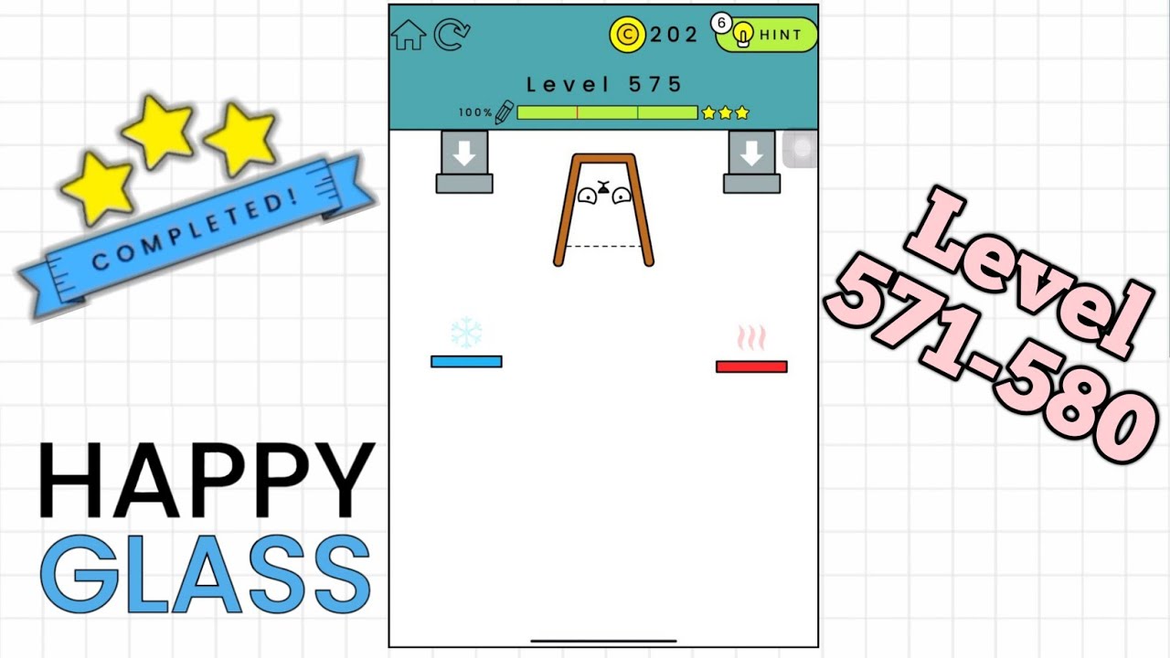 Happy Glass Gameplay | Level 571-580 | 3 Stars | Handsome Gaming