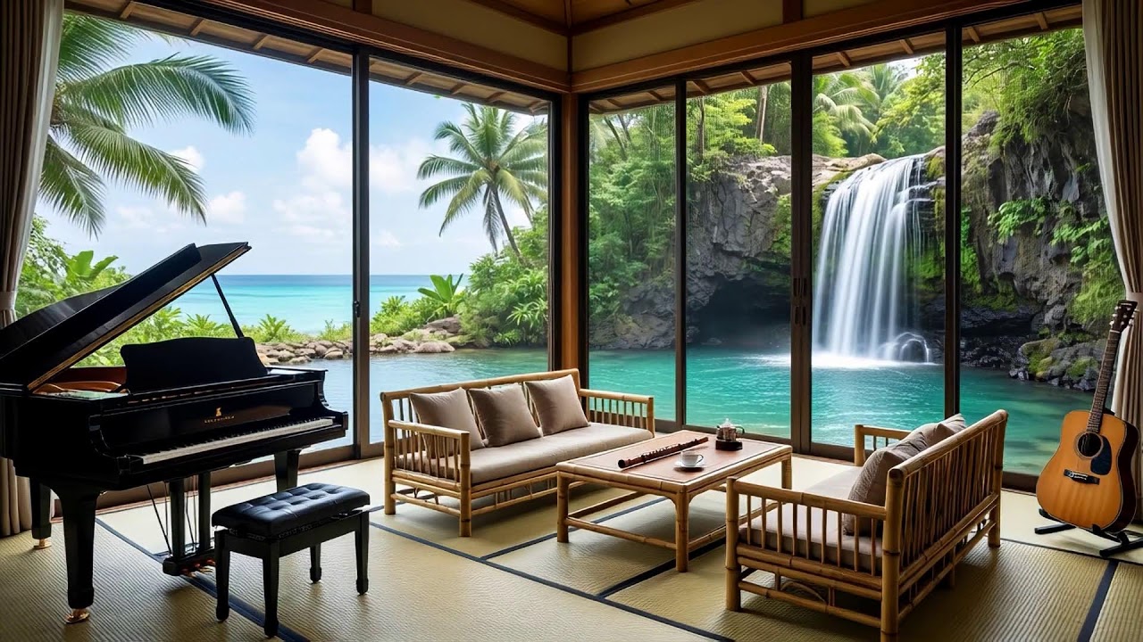 ☕ Kyushu Waterfall Jazz Music Coffee Lounge | 3+ Hours of Relaxing Music  九州の滝 Vol.42