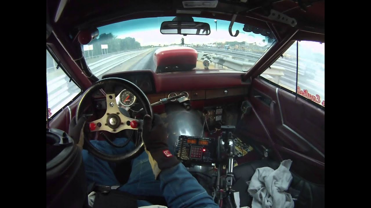 GoPro Bracket Racing Door Car vs. Dragster Helmet Cam (Holden English Coles County Dragway 5-31-14)