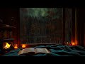 Night Thunderstorm in the Mountains 🌧️ | Warm Fireplace &amp; Peaceful Sleeping Pets