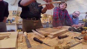 Hand cut dado with Deneb Puchalski from Lie-Nielsen Toolworks on Wrocław workshop