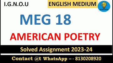 MEG 18 Solved Assignment 2023-24 | American Poetry | IGNOU Solved Assignment | Whats