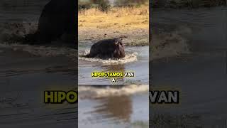 Cocodrilo ataca hipopótamo 💥😱 #animales #vidasalvaje #animals #animalessalvajes #mundoanimal