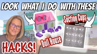 Look at these HACKS using Dollar Tree SUCTION CUPS and a DOLL HOUSE!