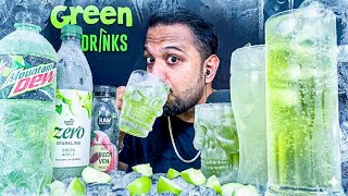 ASMR COLD🥶 GREEN🟢 SOFT DRINKS | COLD DRINK🍷| MOUNTAIN DEW, APPLE🍏 & RAW SODAS | ICE EATING🧊 SOUNDS🔊 screenshot 4