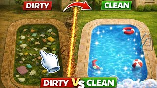 Dirty Pool Cleaning! 🏊‍♂️ Satisfying Pool Cleanup | ASMR Cleaning Game | Home makeover game | ASMR screenshot 5